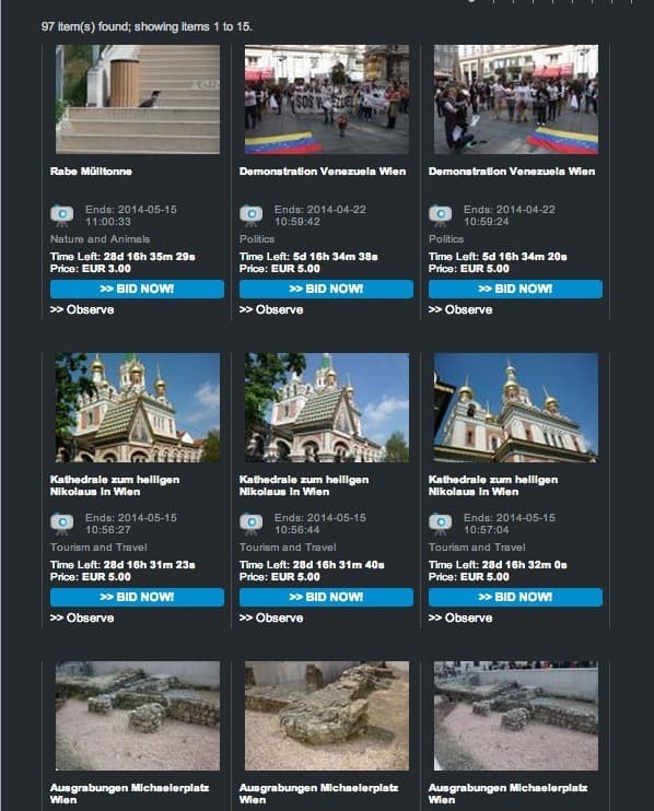 Clearly visible auction on the Sell-news.com interface