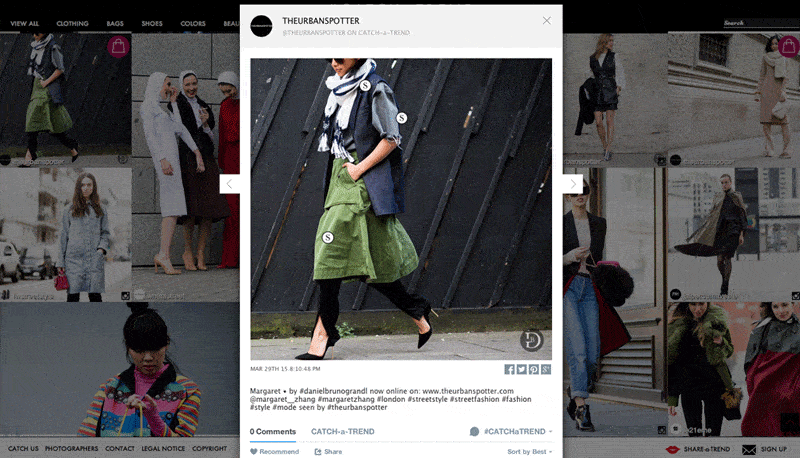 Images contain interactive tags to allow shopping of certain items