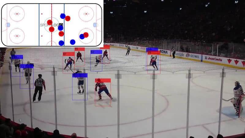 SportLogiq identifies and tracks each individual player throughout the game.