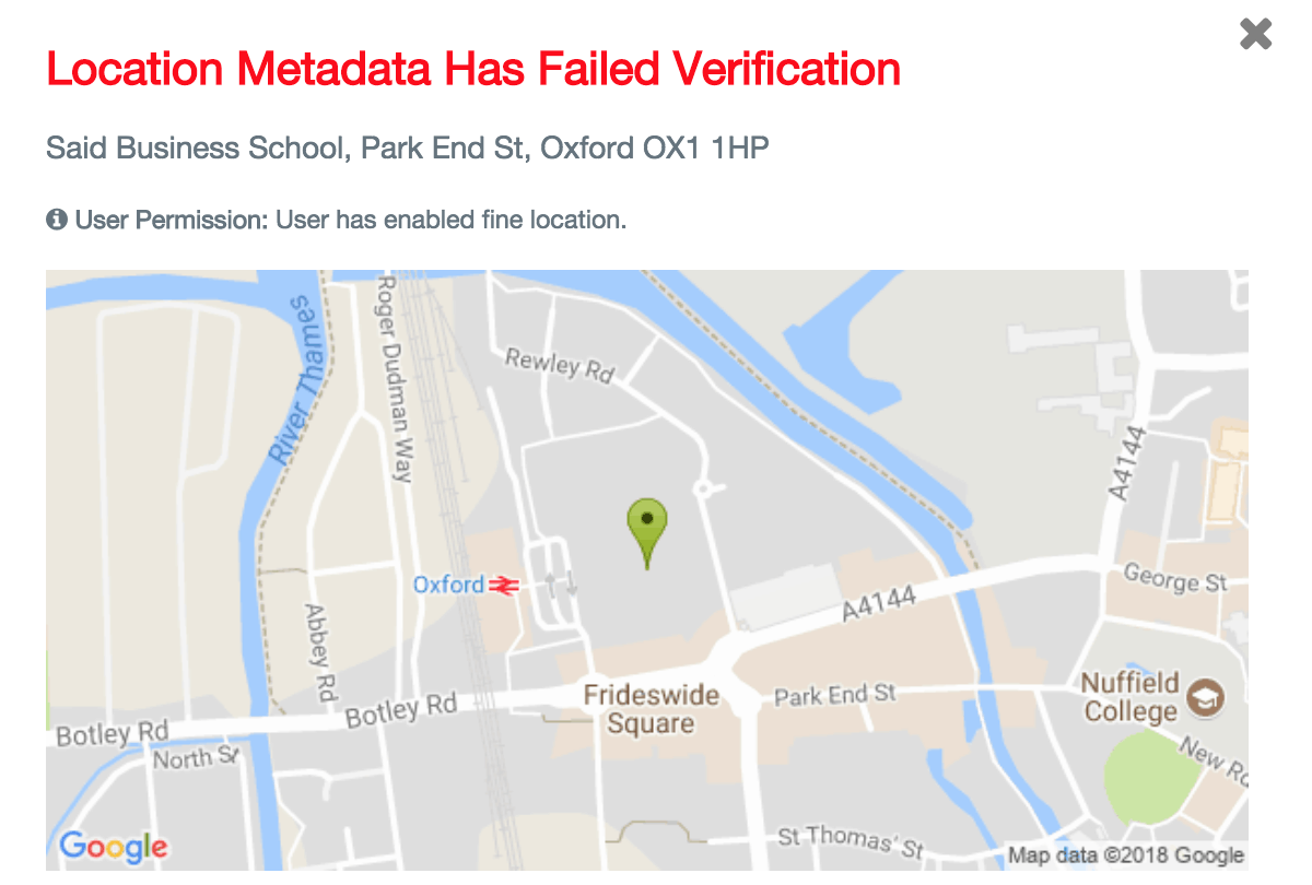 Serelay uses multiple geo location metadata to confirm authenticity of a file.