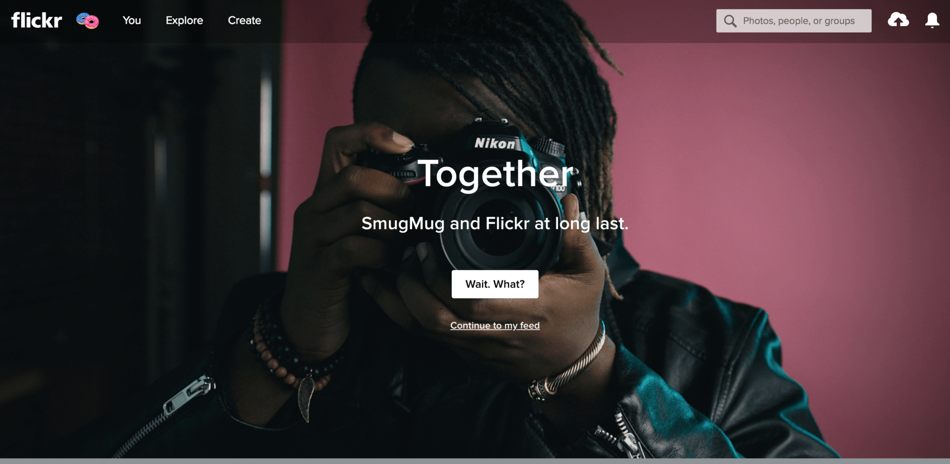 The Flickr home page, after the announcement