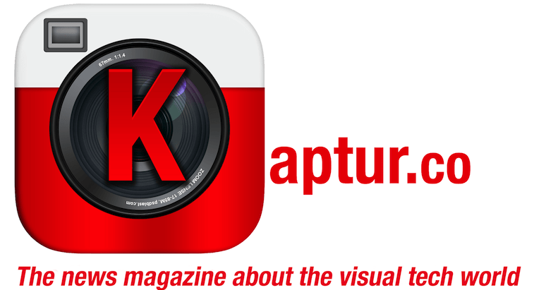Kaptur logo with camera lens, representing visual tech news platform.