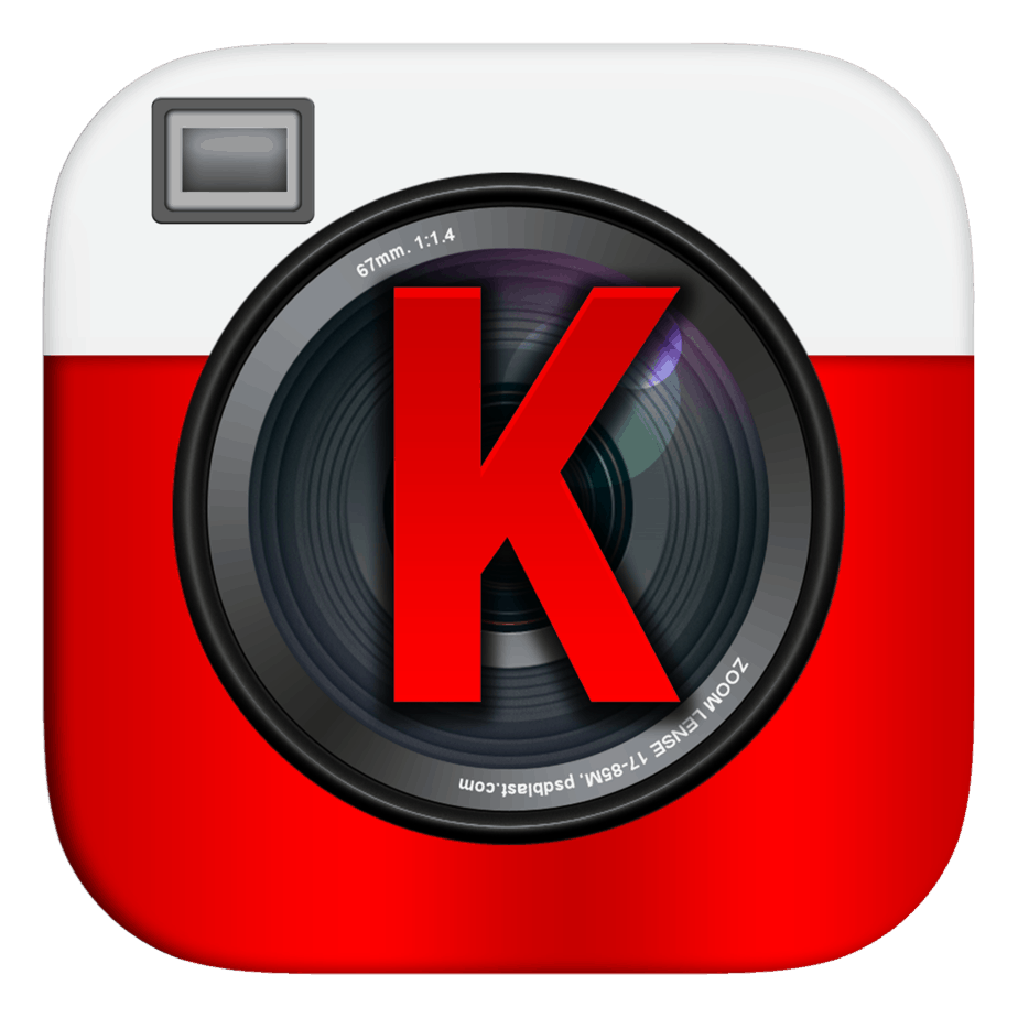 Kaptur logo on camera lens, emphasizing photography and branding.