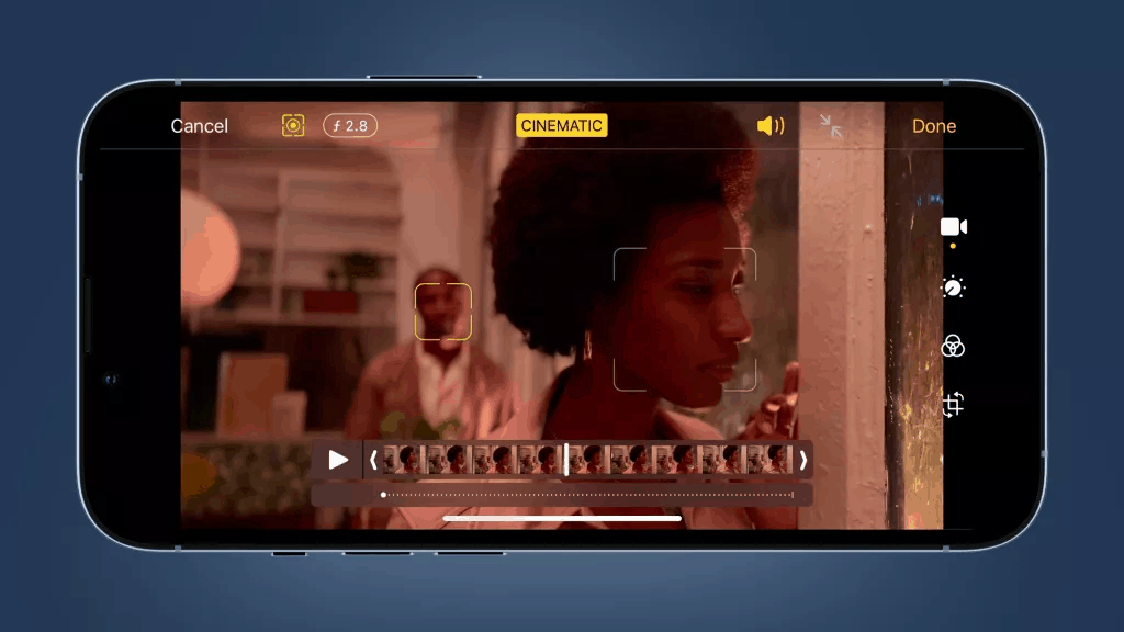 A view of Apple's new cinematic mode