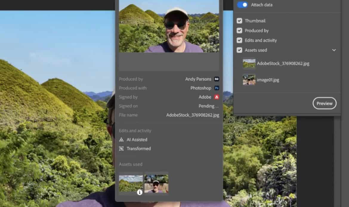 Screenshot of Kaptur editing a photo with landscape background.