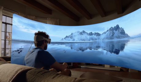 a user looking at an image with a vision pro