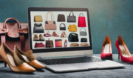 Authentic designer handbags and footwear showcased digitally for secure online purchasing.