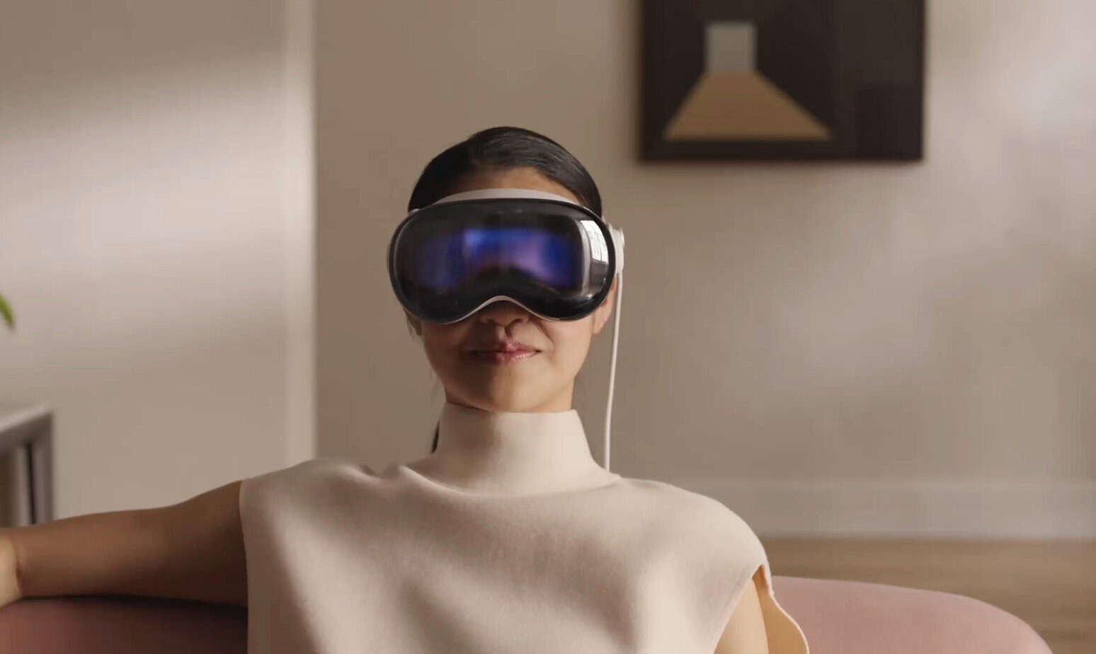 A woman wearing  Vision Pro