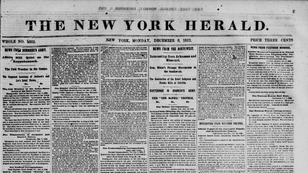 a cover of the New York Herald in 1802