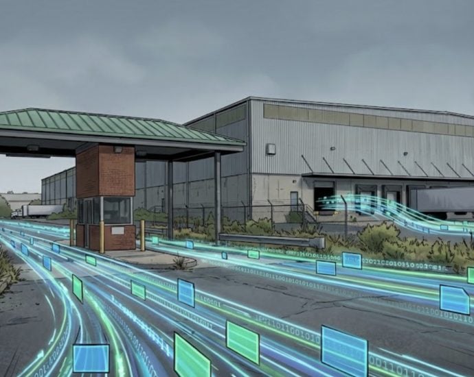 Cloudflare Gateway depicted as a digital toll booth or warehouse for internet traffic.